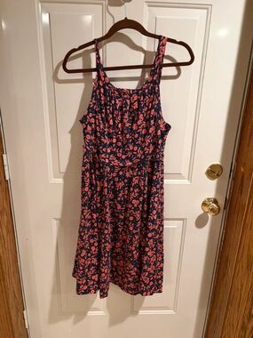 Marc by Marc Jacobs Floral Sleeveless Dress Navy Coral Size S